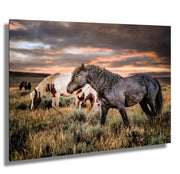 Wild Horse Photography - 'Twilight Sentinels' - Western Landscape Canvas Print - Mustang Art