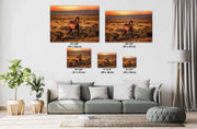 Amber Dusk Mustang - Western Horse Photography - Golden Prairie Sunset Wall Art