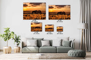 Sunset Silhouette Wild Horse Photography - Western Prairie Wall Art - Amber Horizon Decor