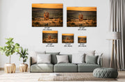 Wild Horse at Sunset - Amber Horizon Canvas Print - Western Prairie Wall Art Home Decor
