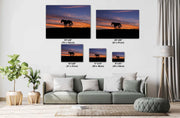 Twilight Sentinel - Wild Horse Silhouette Against Fiery Sunset - Western Ranch Wall Art