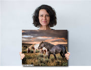 Wild Horse Photography - 'Twilight Sentinels' - Western Landscape Canvas Print - Mustang Art
