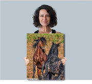 Wild Horse Photography Wall Art - Untamed Bond Bay & Black Mustang - Western Decor Canvas Print