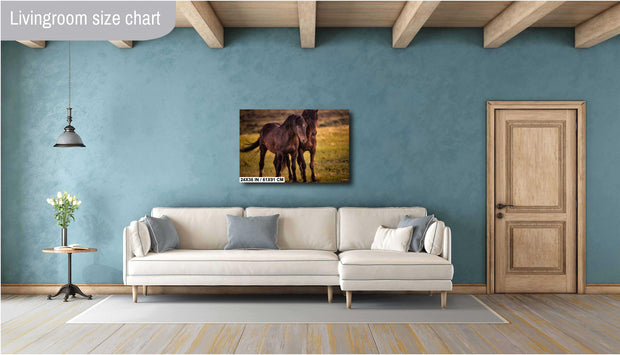 Dark Mustang Duo - Sunset Prairie Horse Photography - Rustic Western Home Decor