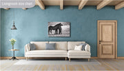 Silent Bond - Black and White Wild Horse Photography - Western Mustang Wall Art