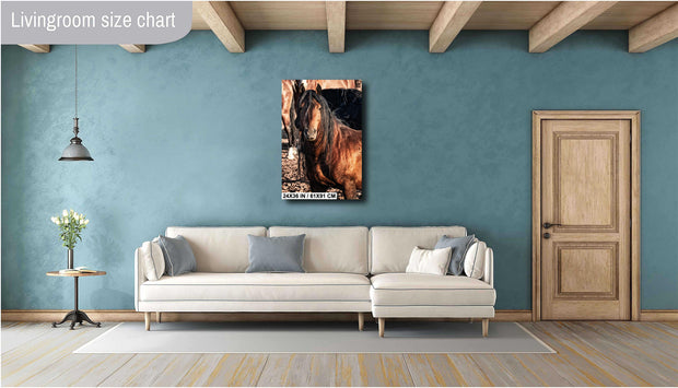 Majestic Mustang Portrait - Copper Bay Horse with Flowing Black Mane - Western Equine Wall Art