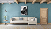 Wild Horse Wall Art "Shadow Stallion" - Black & White Mustang Portrait - Western Photography