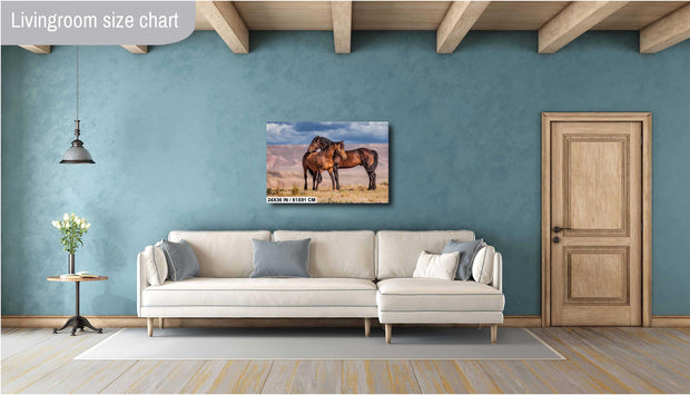 Tender Moment - Wild Mustang Companions Western Art - Dramatic Sky Horse Photography