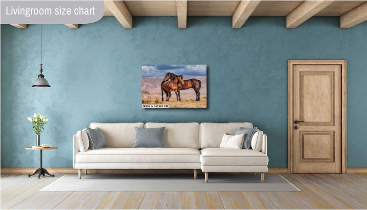 Tender Moment - Wild Mustang Companions Western Art - Dramatic Sky Horse Photography