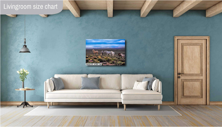 Wild Mustang Herd Photography - American West Desert Landscape - Dramatic Sky Wall Art