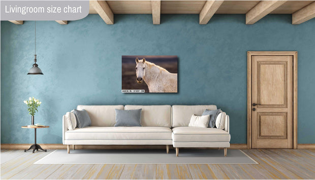 Ethereal Speckled Mustang Wall Art - Wild Horse Portrait - Cream Dappled Equine Decor