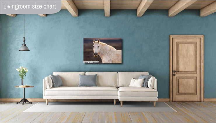 Ethereal Speckled Mustang Wall Art - Wild Horse Portrait - Cream Dappled Equine Decor