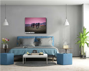 Wild Mustang Wall Art - Dusk Wanderers - Horse Photography Print - Magenta Sky Western Decor