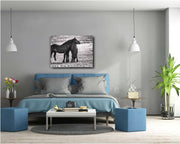 Silent Bond - Black and White Wild Horse Photography - Western Mustang Wall Art