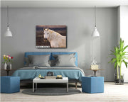 Ethereal Speckled Mustang Wall Art - Wild Horse Portrait - Cream Dappled Equine Decor