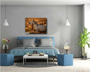 Dusk Guardian - White Horse Golden Light Photography - Western Ranch Fence Wall Art
