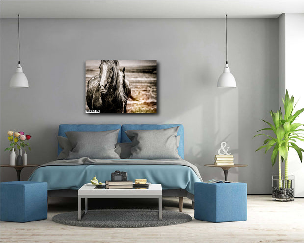 Wild Horse Canvas Art 'Ancient Soul' - Monochrome Mustang Portrait - Western Wall Decor