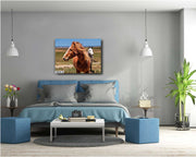 Sunlit Mustang Wall Art - Chestnut Horse with Flowing Mane - Western Wildlife Photography