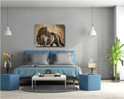 Majestic Dark Horse Wall Art - Vintage Textured Equestrian Portrait - Rustic Home Decor