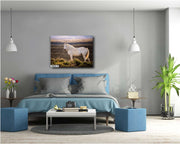 Prairie Ghost - White Mustang Canvas Art - Wild Horse Photography - Western Sunset Decor