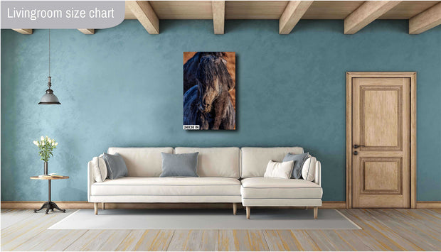 Midnight Stallion Canvas Art - Wild Horse Close-Up - Rustic Western Wildlife Photography
