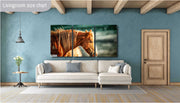 Sunlit Chestnut Mustang Canvas Art - Wild Horse Profile Photography - Rustic Western Decor