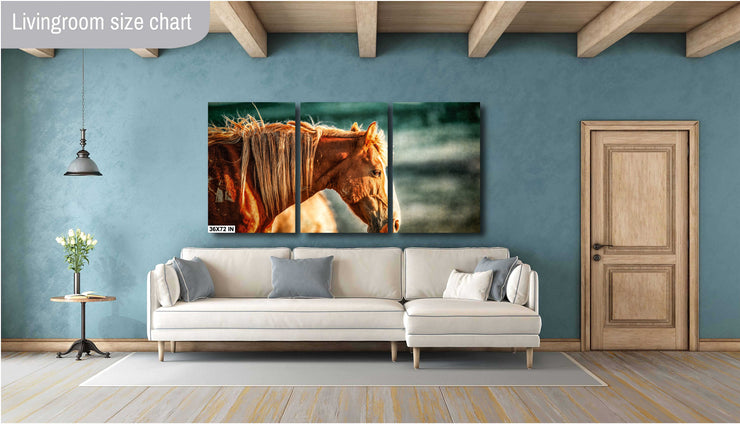Sunlit Chestnut Mustang Canvas Art - Wild Horse Profile Photography - Rustic Western Decor