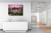 Wild Mustang Canvas Print - 'Dusk Wanderers' - Magenta Sunset Horse Photography - Western Wall Art