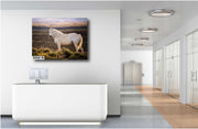 Prairie Ghost - White Mustang Canvas Art - Wild Horse Photography - Western Sunset Decor